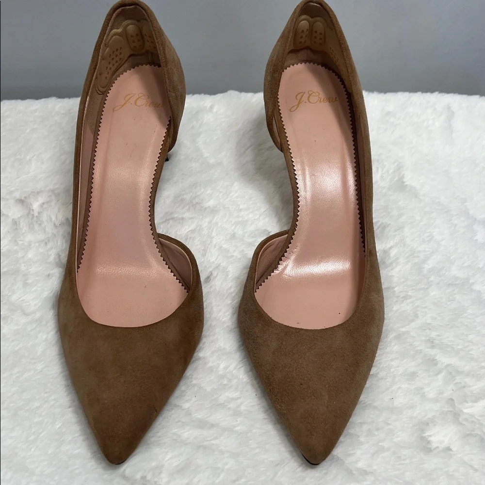 J. Crew Colette D'Orsay Suede Ashen Brown Pumps Made in Italy Sz 8.5